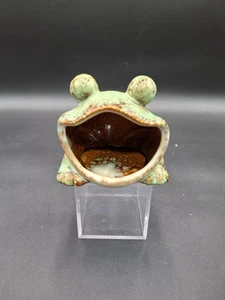 Vintage grün & braun breite Öffnung Keramik Frosch Küche Schwamm Halter - Bild 1 von 7