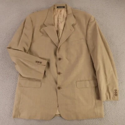 VINTAGE Houndstooth Jacket XL XLT Beige Check 100% Wool Hopsack Blazer 46L - Image 1 of 4