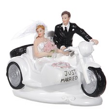 Moto Sidecar Statue per Torta Nuziale Non Convenzionale Coppia di Sposi