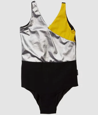$69 Nununu Kid's Girl's Black Tricolor One-Piece Swimsuit Swimwear Size 3-4Y — 第 1/3 张图片