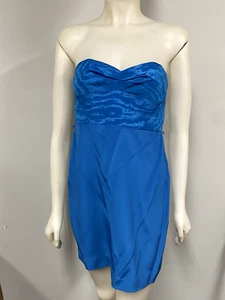 Ali Ro Silk Dark Blue Strapless Dress size 4 - Picture 1 of 4