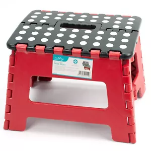 Red Folding Step Stool Anti Slip & Lightweight with Handle Home Garden 120Kg - Picture 1 of 4