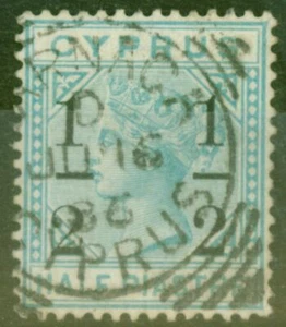 Zypern 1886 1/2 auf 1/2pi smaragdgrün SG28 fein gebraucht - Bild 1 von 1