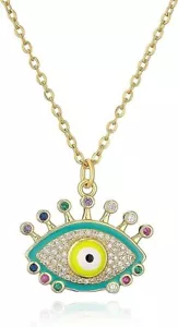 Super Cute Evil Eye 🧿 Turkish Greek Pendant GOLD COLOR String Necklace - Picture 1 of 3