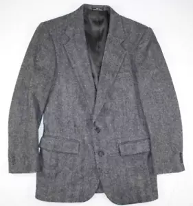 Vintage Barrington Blazer Men's 38 Wool Tweed Sport Coat Jacket Herringbone Gray - Picture 1 of 10