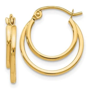 14K Solid Yellow Gold Small Hoop Earrings - Picture 1 of 5