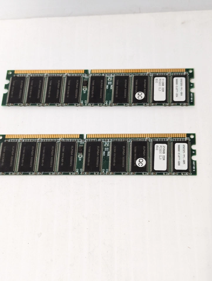 Lot of 2 (1GB) 050328-MM1-004 512MB DDR PC3200 CL 3 ECC - Image 1 of 3