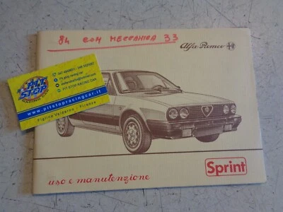 LIBRETTO USO E MANUTENZIONE ALFA ROMEO ALFASUD SPRINT - ANNO 84 - ORIGINALE  - Immagine 1 di 2
