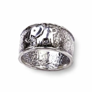 Anillo banda elefante plata de ley envejecida hecho a mano - Imagen 1 de 1