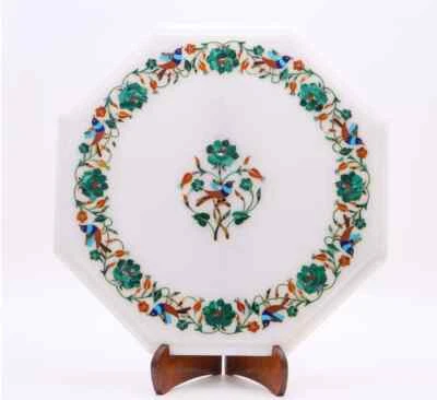18'' antique white mosaic marble Table Top Inlay Pietra Dura coffee center  - image 1 of 4