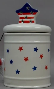 Mr Christmas Liberty 4th of July Patriotic Ceramic Cookie Jar Canister w/Light  - Picture 1 of 2
