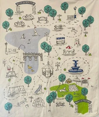 Хлопковое одеяло Baby Gap White Let's Go on a Picnic для собачьего парка безопасность 2016 30x34 - Изображение 1 из 4