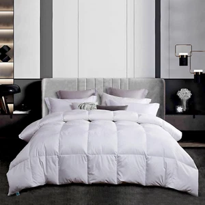 White down Feather Comforter Queen Size - 600 Fill Power 100% Cotton down Duvet - Picture 1 of 6