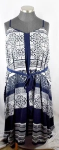 Vestido Pañuelo Lane Bryant Talla Grande 4X 26/28 Azul Marino y Blanco Sin Mangas - Imagen 1 de 8