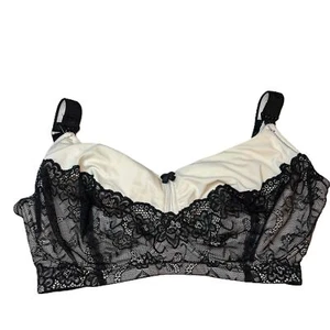 Hotmilk Cream Black Lace Overlay Wire Free Nursing Bra Womens 34H - Picture 1 of 6