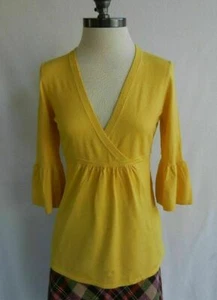 NWT Ann Taylor LOFT Yellow Crossed lantern sleeve women's Sweater Top Sz S 4/6 - Picture 1 of 2