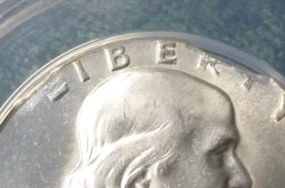 1958 ANACS MS 63 Double Curved Clip Silver Franklin Half Dollar, 12.29 Grams - Image 1 of 4