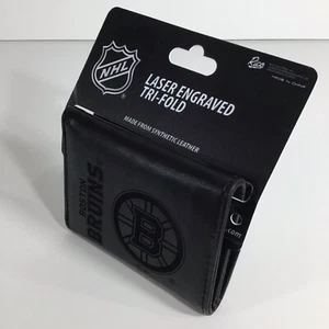 Boston Bruins NHL Licensed Men’s Black Embossed Logo Trifold Wallet - Picture 1 of 3