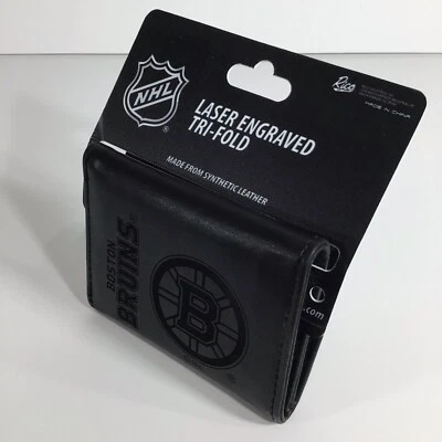Бумажник складной мужской Boston Bruins лицензированный НХЛ черный с тиснением логотипом - Изображение 1 из 3