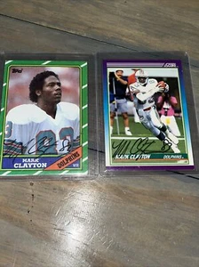 Mark Clayton Lot Of 2 Autograph Signed Football Cards 1986 Topps 1990 Score - Picture 1 of 2