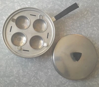 Vintage Aluminum 4 Compartment Egg Poacher Grants Cook Queen #1214 Pan USA - Image 1 of 4