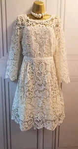 Monsoon Size 16 LOLITA IVORY Cream CROCHET LACE Scalloped Hem Prom Party DRESS - Picture 1 of 16