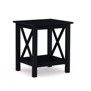 Linon Home Decor End Table 17.12"x20"x22" Rectangular Black Wood w/Shelf Indoor - Picture 1 of 4