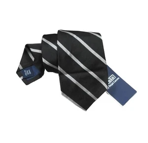 Polo Ralph Lauren Black/Silver Stripe Pattern 3.25" Silk Tie $125 Made in Italy - Picture 1 of 2