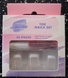 French Manicure Pedicure stick on nails - French polish for toes - Picture 1 of 1