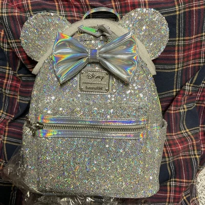 LOUNGEFLY X LASR Exclusive Disney Holographic Sequin Minnie Mini Backpack - Image 1 of 4