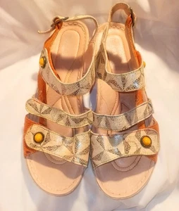 L'Artiste Spring Step Sandals Payokya Orange Strappy OpenToe Boho Artsy EU39/US9 - Picture 1 of 13