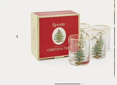 CLASSIC SPODE CHRISTMAS TREE SET X 4 LOWBALL GLASSES DOUBLE OLD FASHIONED 14oz - Image 1 of 4