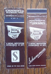 SCHUNEMAN'S DEPARTMENT STORE MATCHBOOK COVERS: ST. PAUL, MN MATCHCOVERS -A23 - Picture 1 of 2