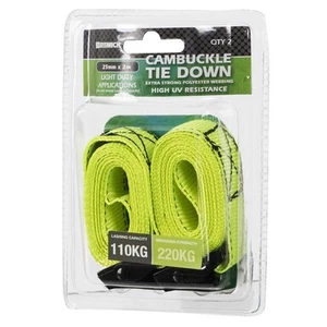 NSW NEW Bremick Cambuckle Tie Down Strap 25mm x 2m 2 Pack - Picture 1 of 1