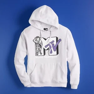 MTV Music Television Hoodie Hooded Sweatshirt 80s 90s Moon Man Astronaut Size L - Picture 1 of 4