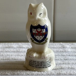 Arcadian Crested Bone China Wise Aged Owl Sat In An Oak Woodbridge Suffolk Crest - Picture 1 of 20