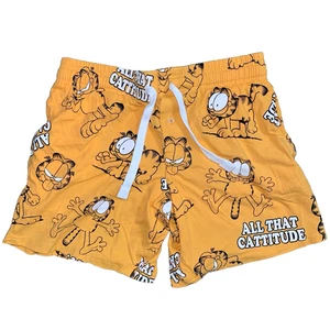Mens Small Orange Garfield Cattitude Pajama Bottom Shorts New Without Tags - Picture 1 of 2