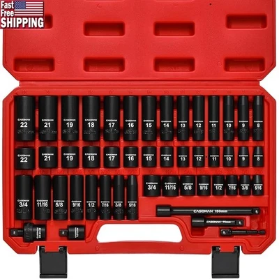 49-Piece Socket Set Chrome Vanadium Steel Deep Shallow Impact Tool Case New - Image 1 of 4