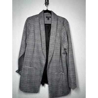 Blazer tejido tórrido pata de gallo negro blanco frente abierto cuello manga larga talla 2X Foto 1 de 3