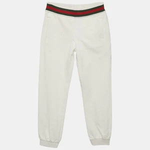 Gucci Kids White Web Trim Waistband Cotton Joggers 8 Yrs - Picture 1 of 6