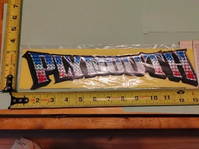 Plymouth Red White And Blue Vintage 80s Prismatic Decals Set Of 2. - Image 1 of 2