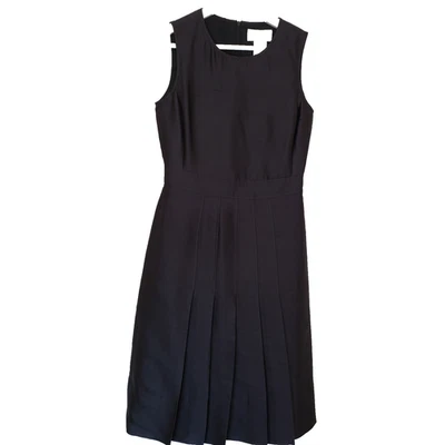 Barneys New York Silk Dress Black Womens 38 4 Sleeveless Pleated Made in Italy - Image 1 of 4