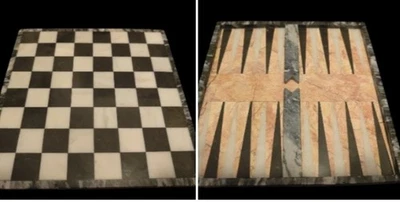 1960s Italian Marble 10"×10" Backgammon & Chess Board Game Excellent Condition  - Image 1 of 4