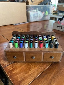 SMALL SEWING THREAD ORGANIZER/CABINET WITH SPOOLS - Picture 1 of 4