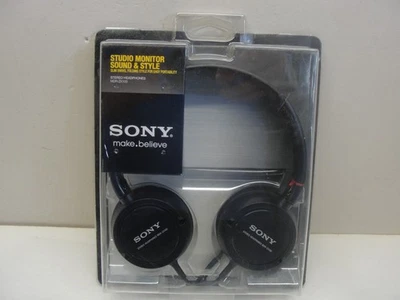 NEW 2010 SONY MDR-ZX100 BLACK STEREO HEADPHONES SLIM SWIVIL FOLDING STYLE - Image 1 of 2