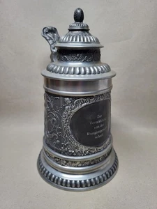Brocca Humpen TMZ puro peltro con coperchio # 1018 g # rilievo barocco # 0,5 L # anni 70 80 - Foto 1 di 8