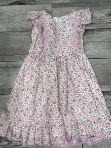 American Girl Love Shack Fancy Pink Floral Ruffle Lace Dress Size 10 Girls. - Picture 1 of 4