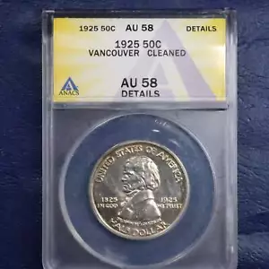 1925 Vancouver Half Dollar 50c Commemorative - ANACS AU 58 Details - Picture 1 of 4