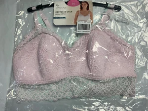 Tu Lingerie Recycled Lace Bralette 2 Pack Non-wired Size 14 Light Pink & Mint Gr - Picture 1 of 4