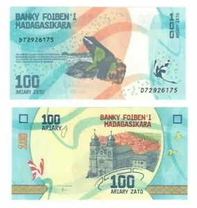 2017 Madagascar P97 100 Ariary banknote UNC "Madagascar and its Riches" Frog - Picture 1 of 1